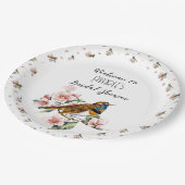鳥と花お茶のパーティー ペーパープレート (アングル)
