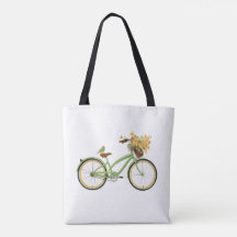 鳥と花かごの自転車 グリーンイエロー