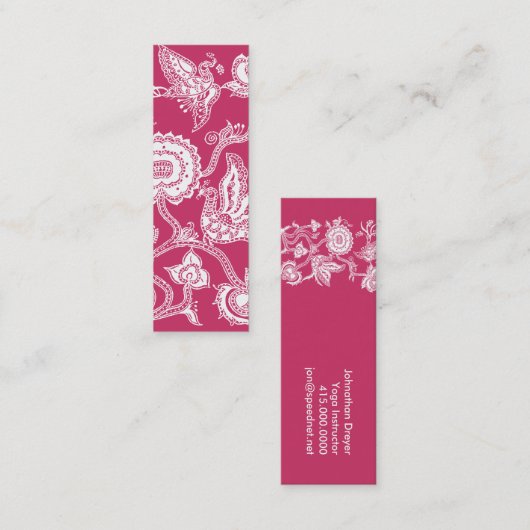 鳥と花のろうけつ染め模様 スキニー名刺 (正面/裏面)