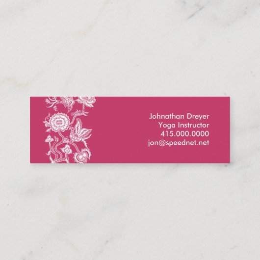 鳥と花のろうけつ染め模様 スキニー名刺 (裏面)