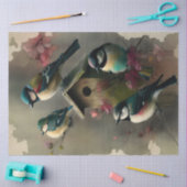 鳥と花のエフェメラデザインシリーズ #18 薄葉紙 (クラフト)