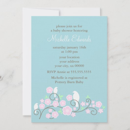 鳥と花のシャワー招待状 招待状 (正面)