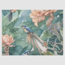 鳥と花のデコパージュペーパー エデンの園 Pa