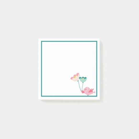 鳥と花の付箋紙 ポストイット (正面)