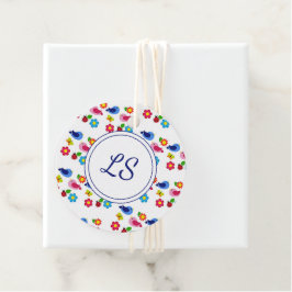 鳥と花の春模様ホワイト フェイバータグ