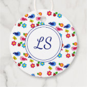 鳥と花の春模様ホワイト フェイバータグ (正面)