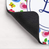 鳥と花の春模様ホワイト マウスパッド (コーナー)