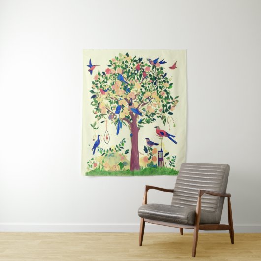 鳥と花の木 タペストリー (インサイチュ)