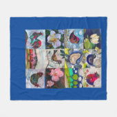 鳥と花の毛布 フリースブランケット (正面(横))