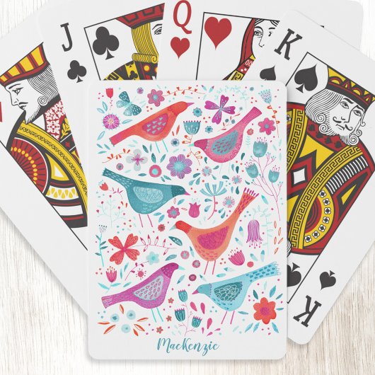 鳥と花の水の色パーソナライズされた トランプ