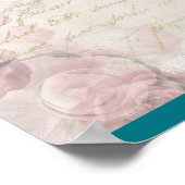 鳥と花の筆跡みすぼらしいヴィンテージ ポスター (角)