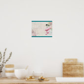 鳥と花の筆跡みすぼらしいヴィンテージ ポスター (キッチン)