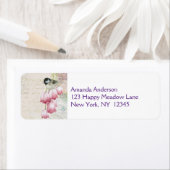 鳥と花の筆跡みすぼらしいヴィンテージ ラベル (インサイチュ)