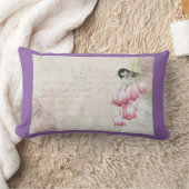 鳥と花の筆跡みすぼらしいヴィンテージ ランバークッション (ブランケット)