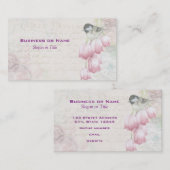 鳥と花の筆跡みすぼらしいヴィンテージ 名刺 (正面/裏面)