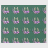 鳥と花の緑の包装紙 ラッピングペーパー (フラット)