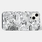 鳥と花の落書き模様 iPhoneケース (裏面横)