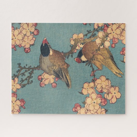 鳥と花アートピ日本のンクフローラ ジグソーパズル (横)