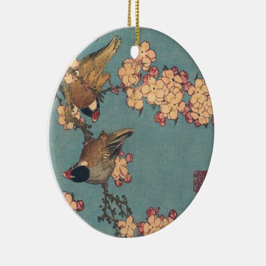 鳥と花アートピ日本のンクフローラ セラミックオーナメント (右)