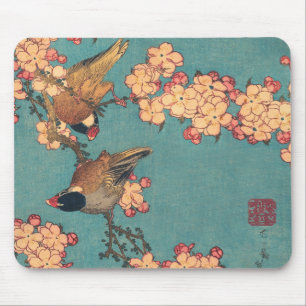 鳥と花アートピ日本のンクフローラ マウスパッド