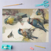 鳥と花エフェメラデザインシリーズ#16 薄葉紙 (クラフト)