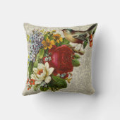 鳥と花コットン装飾用クッション16 x 16" クッション (裏面)