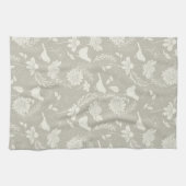 鳥と花タン&クリーム キッチンタオル (横)