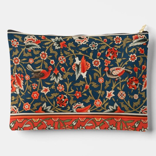 鳥と花ペルシャの青い赤のパターン アクセサリーポーチ (裏面)