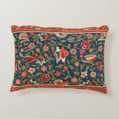 鳥と花ペルシャの青い赤のパターン アクセントクッション (裏面)
