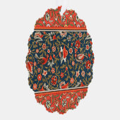 鳥と花ペルシャの青い赤のパターン オーナメントカード (右)