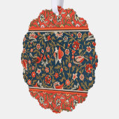 鳥と花ペルシャの青い赤のパターン オーナメントカード (左)