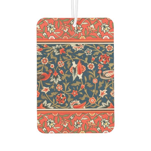 鳥と花ペルシャの青い赤のパターン カーエアーフレッシュナー (裏面)