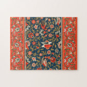 鳥と花ペルシャの青い赤のパターン ジグソーパズル (横)