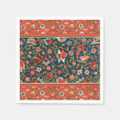 鳥と花ペルシャの青い赤のパターン スタンダードカクテルナプキン (正面)