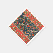 鳥と花ペルシャの青い赤のパターン スタンダードカクテルナプキン (角)