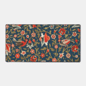 鳥と花ペルシャの青い赤のパターン デスクマット (正面)