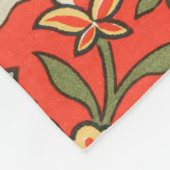 鳥と花ペルシャの青い赤のパターン フリースブランケット (角)