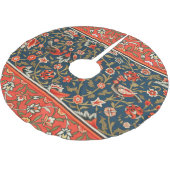 鳥と花ペルシャの青い赤のパターン ブラッシュドポリエステルツリースカート (アングル)