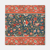 鳥と花ペルシャの青い赤のパターン マグネット (正面)