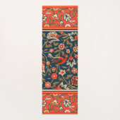 鳥と花ペルシャの青い赤のパターン ヨガマット (裏面)