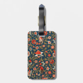 鳥と花ペルシャの青い赤のパターン ラゲッジタグ (裏面縦)