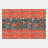 鳥と花ペルシャの青い赤のパターン ラッピングペーパーシート (正面3)
