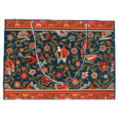 鳥と花ペルシャの青い赤のパターン ラージペーパーバッグ (裏面)