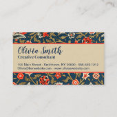 鳥と花ペルシャの青い赤のパターン 名刺 (正面)