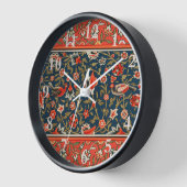 鳥と花ペルシャの青い赤のパターン 壁時計 (傾斜)
