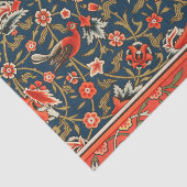 鳥と花ペルシャの青い赤のパターン 薄葉紙 (詳細)