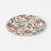 鳥と花ヴィンテージ水色 ペーパープレート (アングル)