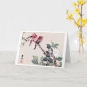 鳥と花今尾桂念 カード (黄色い花)