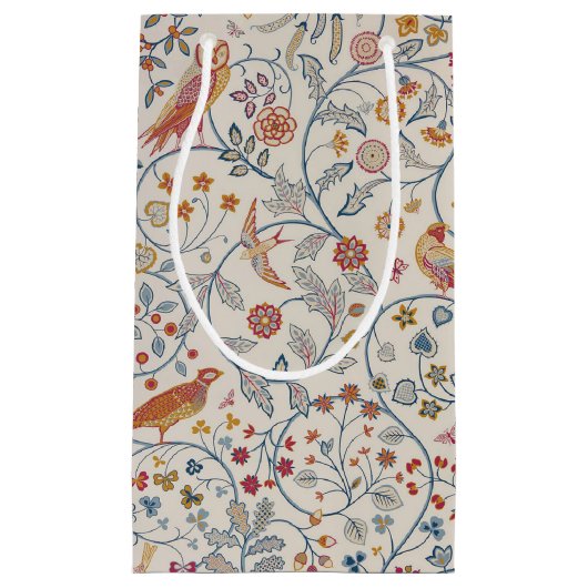 鳥と花、ウィリアム・モリス小抱き枕 スモールペーパーバッグ (正面)