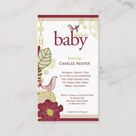 鳥と花 エンクロージャーカード (正面)